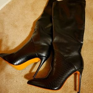 Black high heel boots